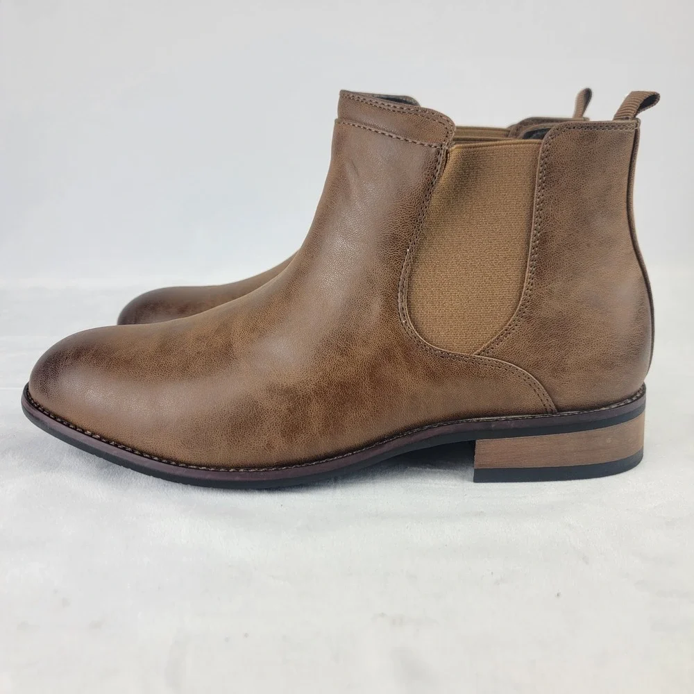 Kohls Landon Mens Ankle Boots Chestnut Brown Size 10 Round Toe Pull On Ankle NEW